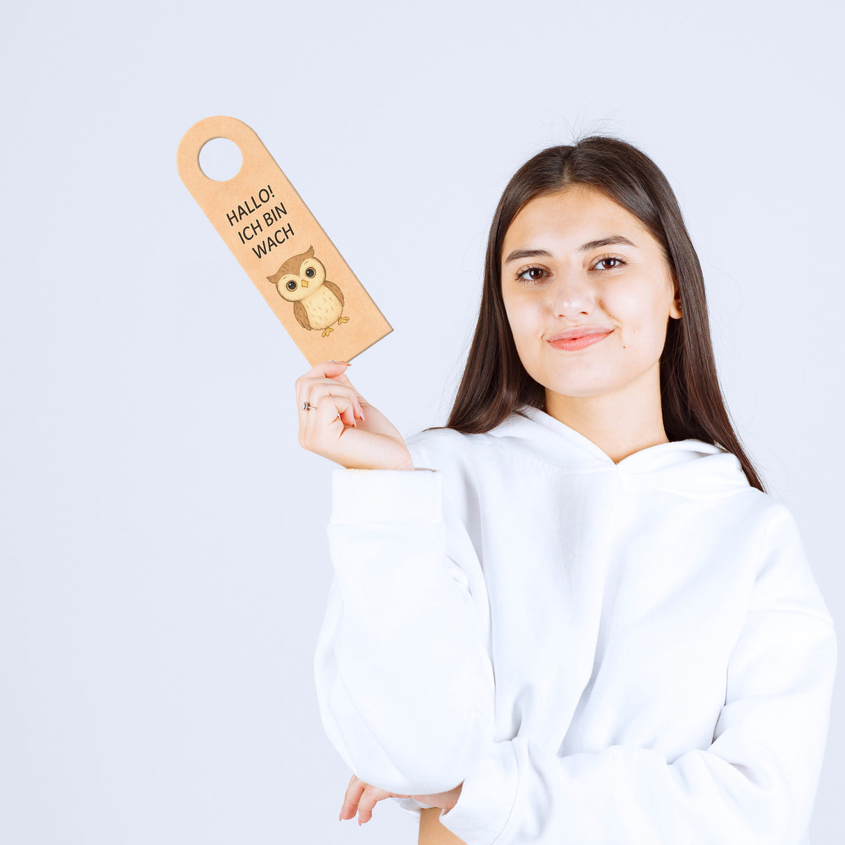 Hallo Ich bin wach Eule träumt Türhänger fürs Kinderzimmer