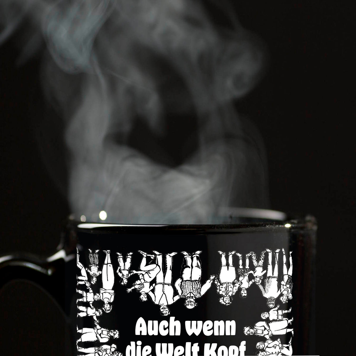 Familie Tasse in Schwarz mit Spruch: Familie gibt Halt, egal was passiert!