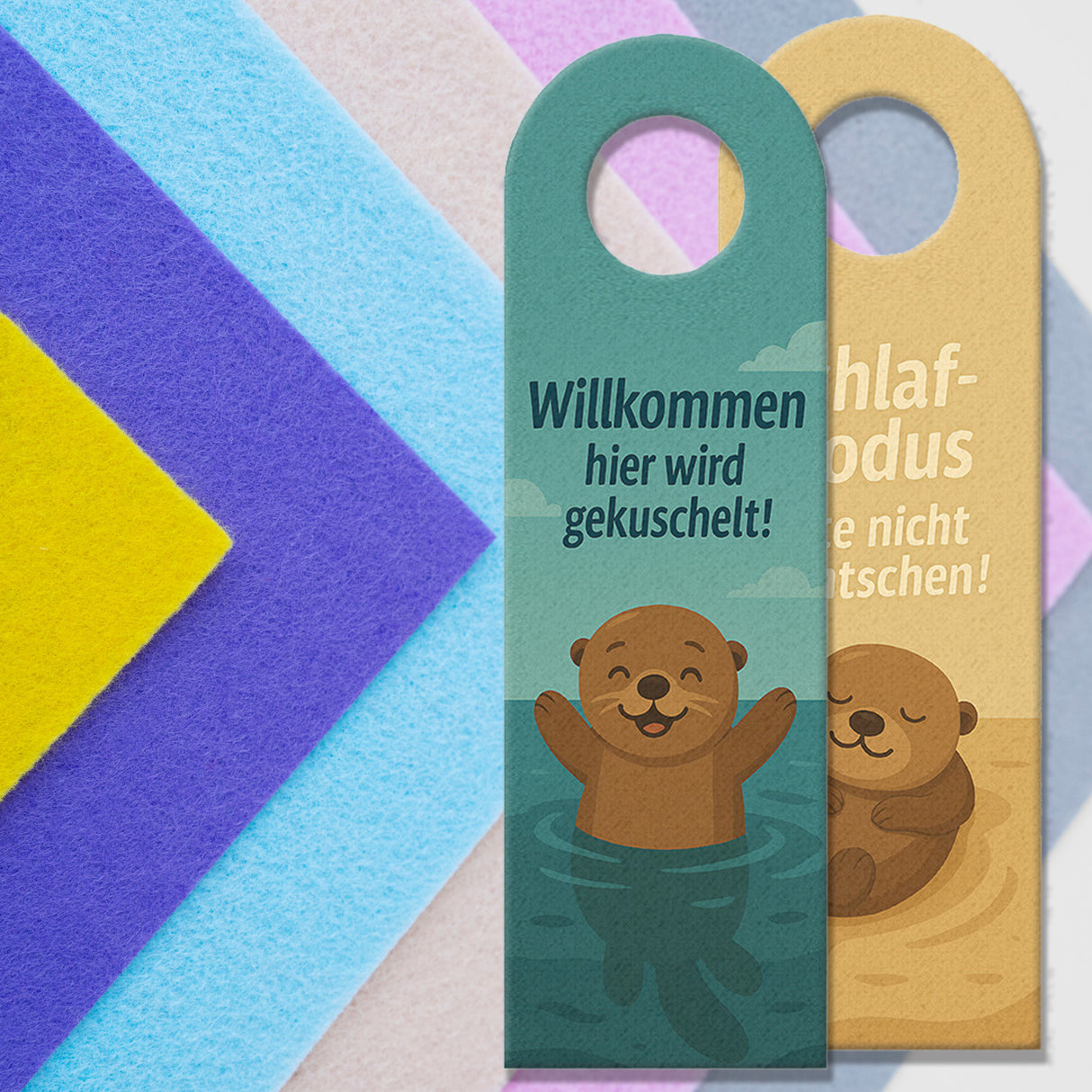 Schlafmodus Otter Willkommen Türhänger mit Spruch