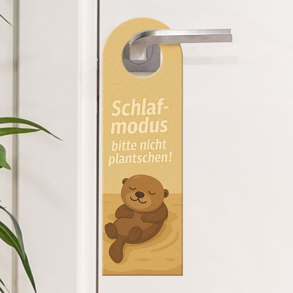 Schlafmodus Otter Willkommen Türhänger mit Spruch