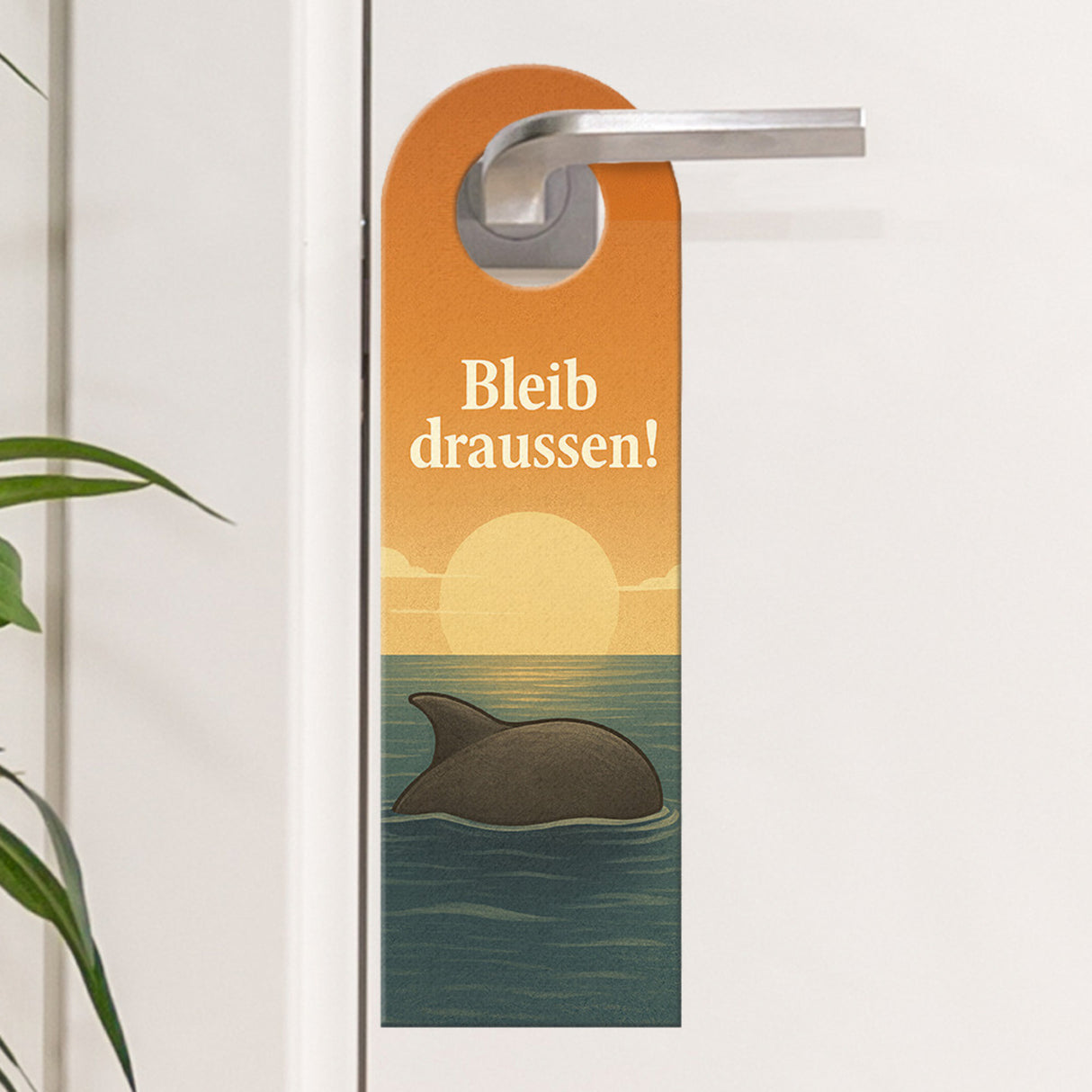 Delphin Komm rein Bleib draußen Türhänger Maritim