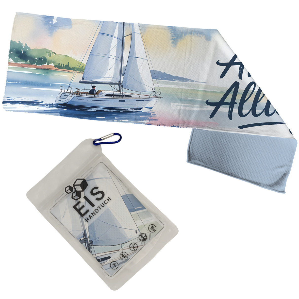 Maritimes Segelboot Eishandtuch - Ahoi, Alltag!