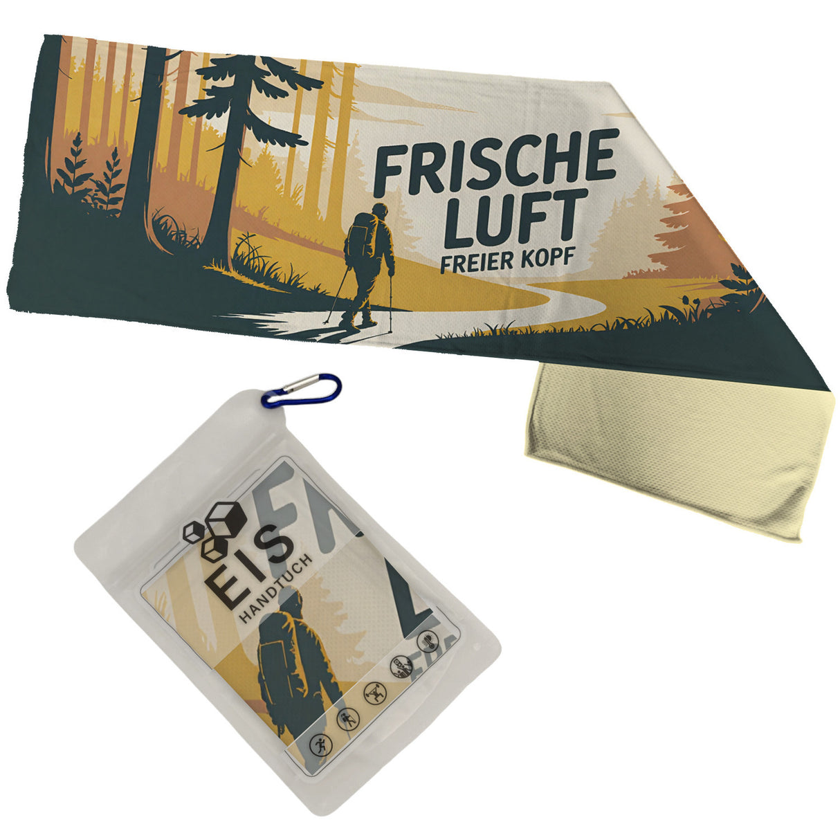 Wanderer auf Waldpfad Eishandtuch - Frische Luft Freier Kopf