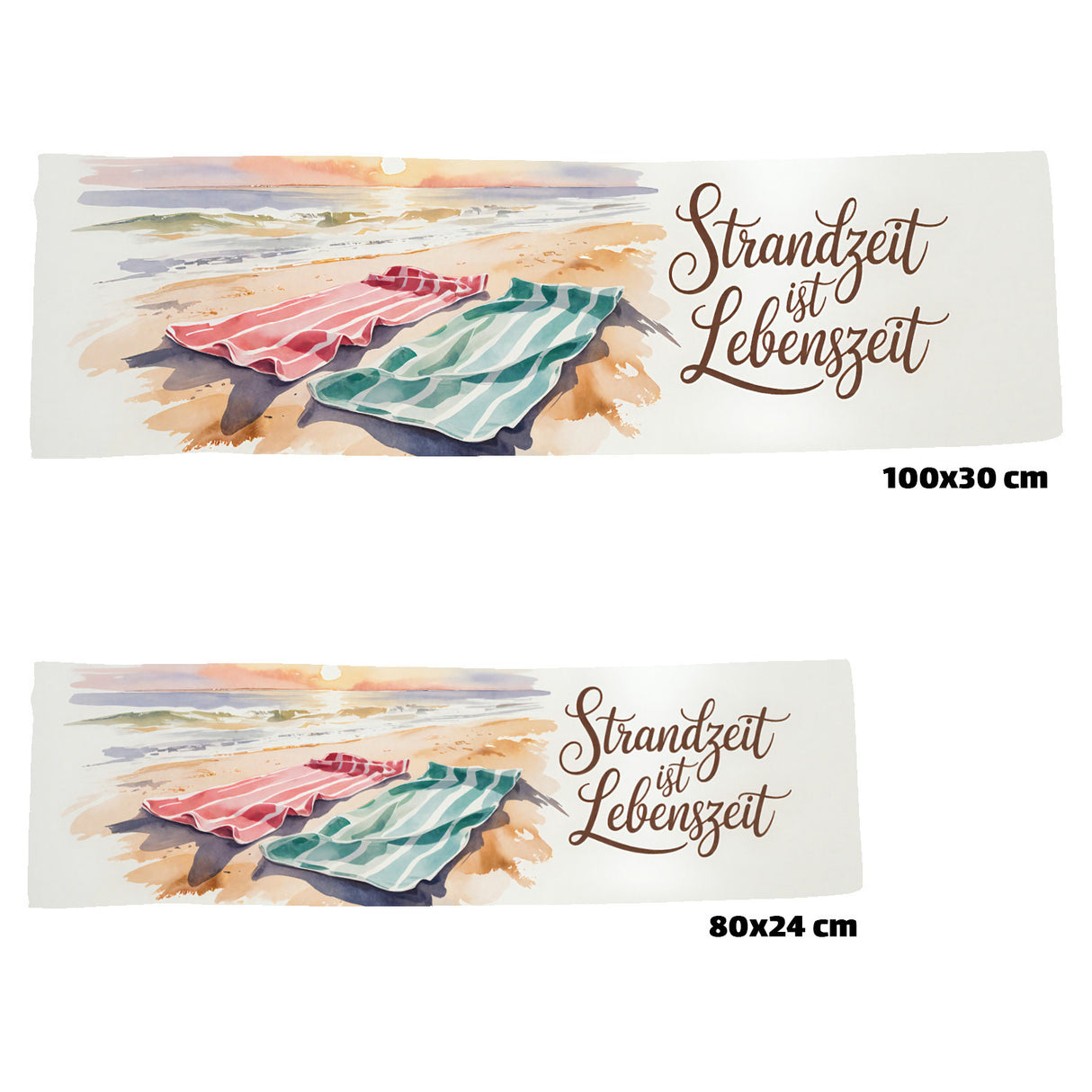 Maritimes Strandszene Eishandtuch - Strandzeit ist Lebenszeit