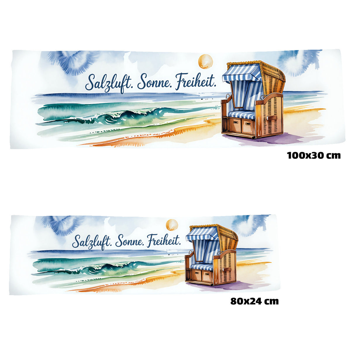Maritimes Strandkorb Eishandtuch - Salzluft. Sonne. Freiheit.