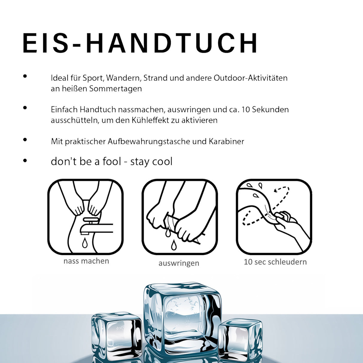 Fitness Eishandtuch mit Hantel - No excuses. Just results.