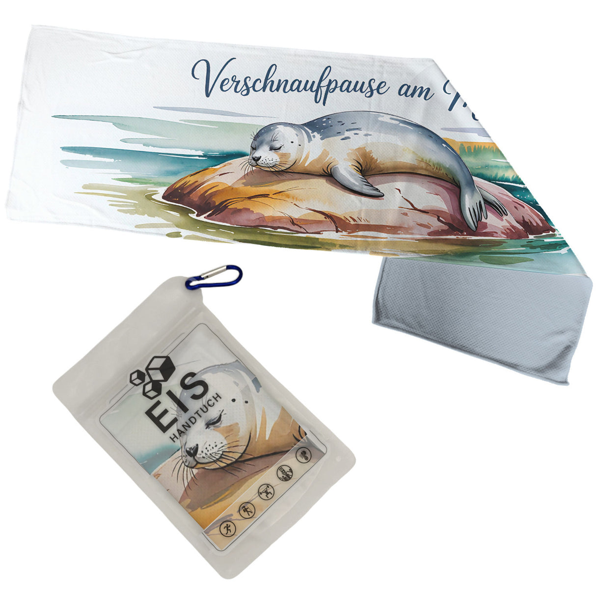 Maritimes Robbe Eishandtuch - Verschnaufpause am Meer