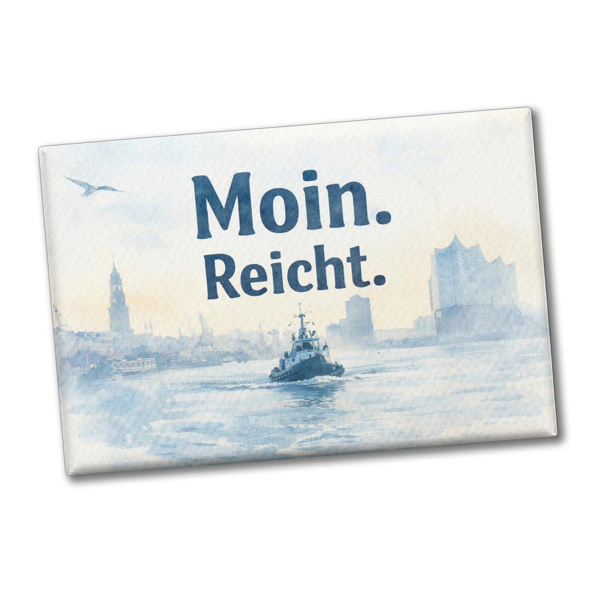 Moin. Reicht. Uferlandschaft mit Boot Souvenir Souvenir Magnet