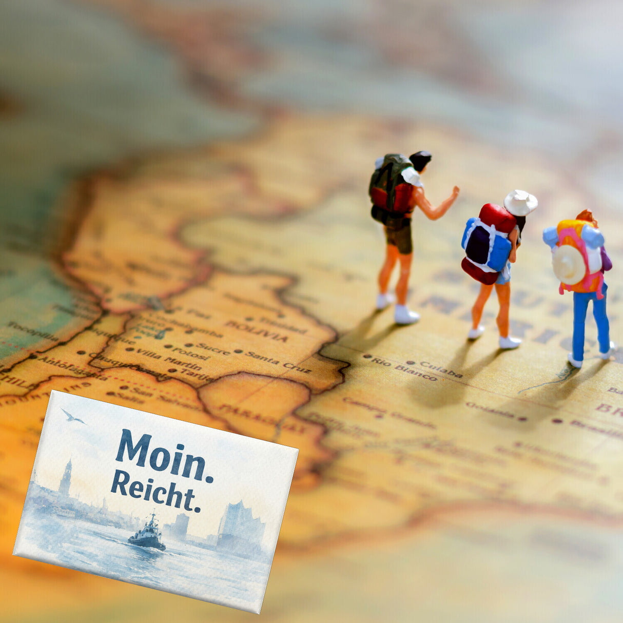 Moin. Reicht. Uferlandschaft mit Boot Souvenir Souvenir Magnet