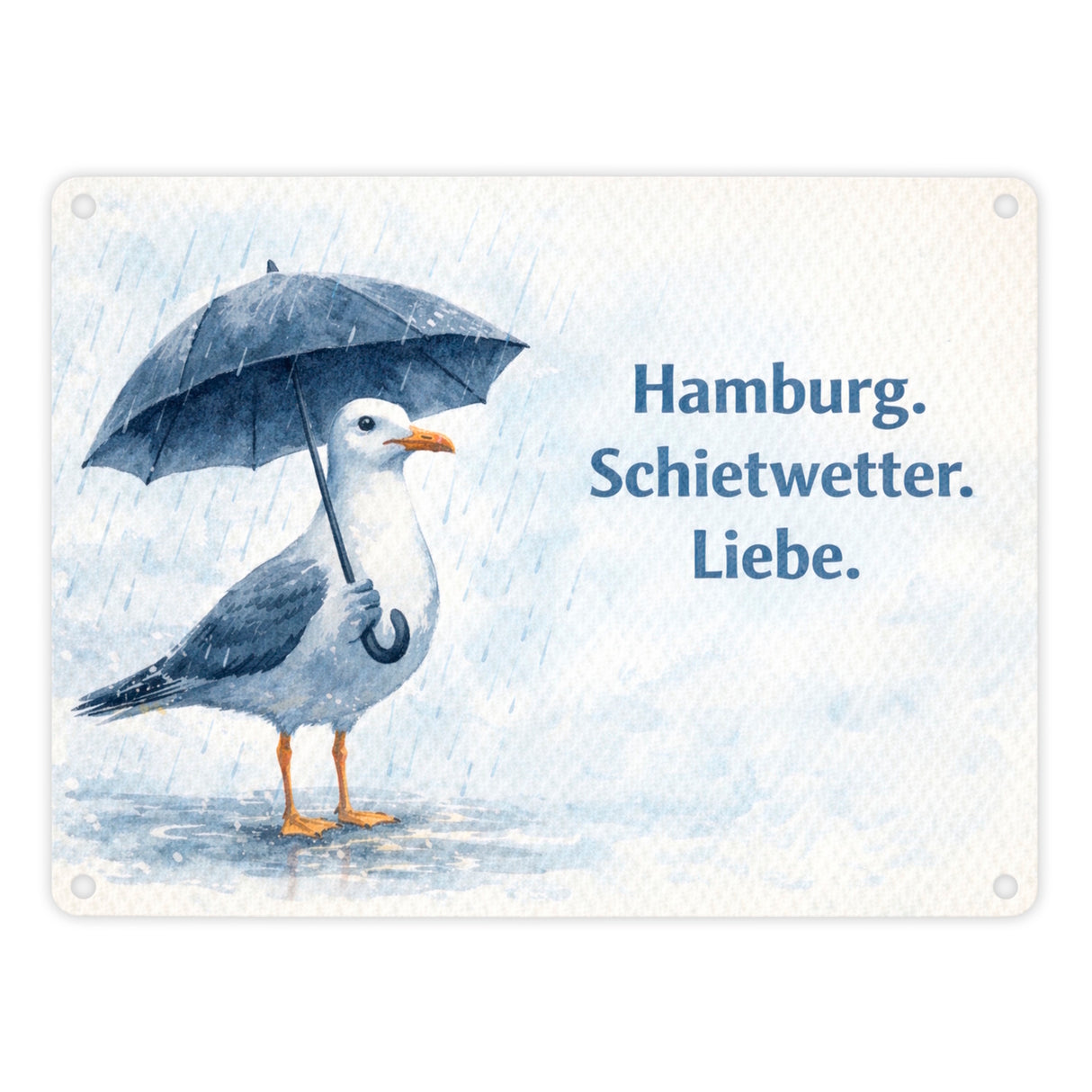 Möwe Hamburg Schietwetter Metallschild in 15x20 cm Norddeutschland