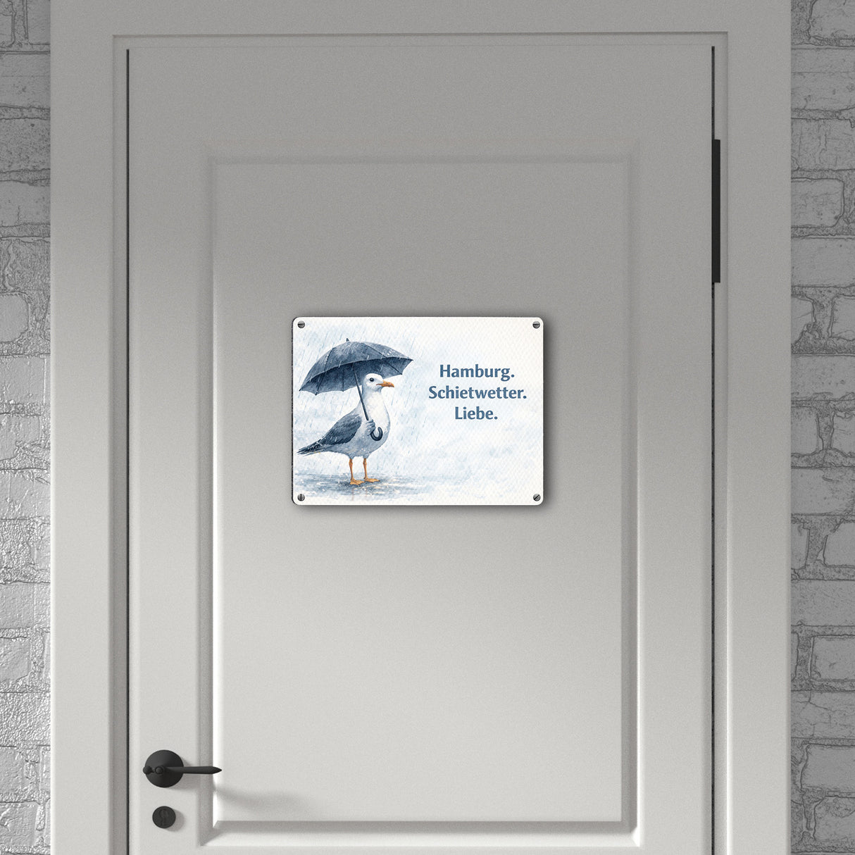 Möwe Hamburg Schietwetter Metallschild in 15x20 cm Norddeutschland