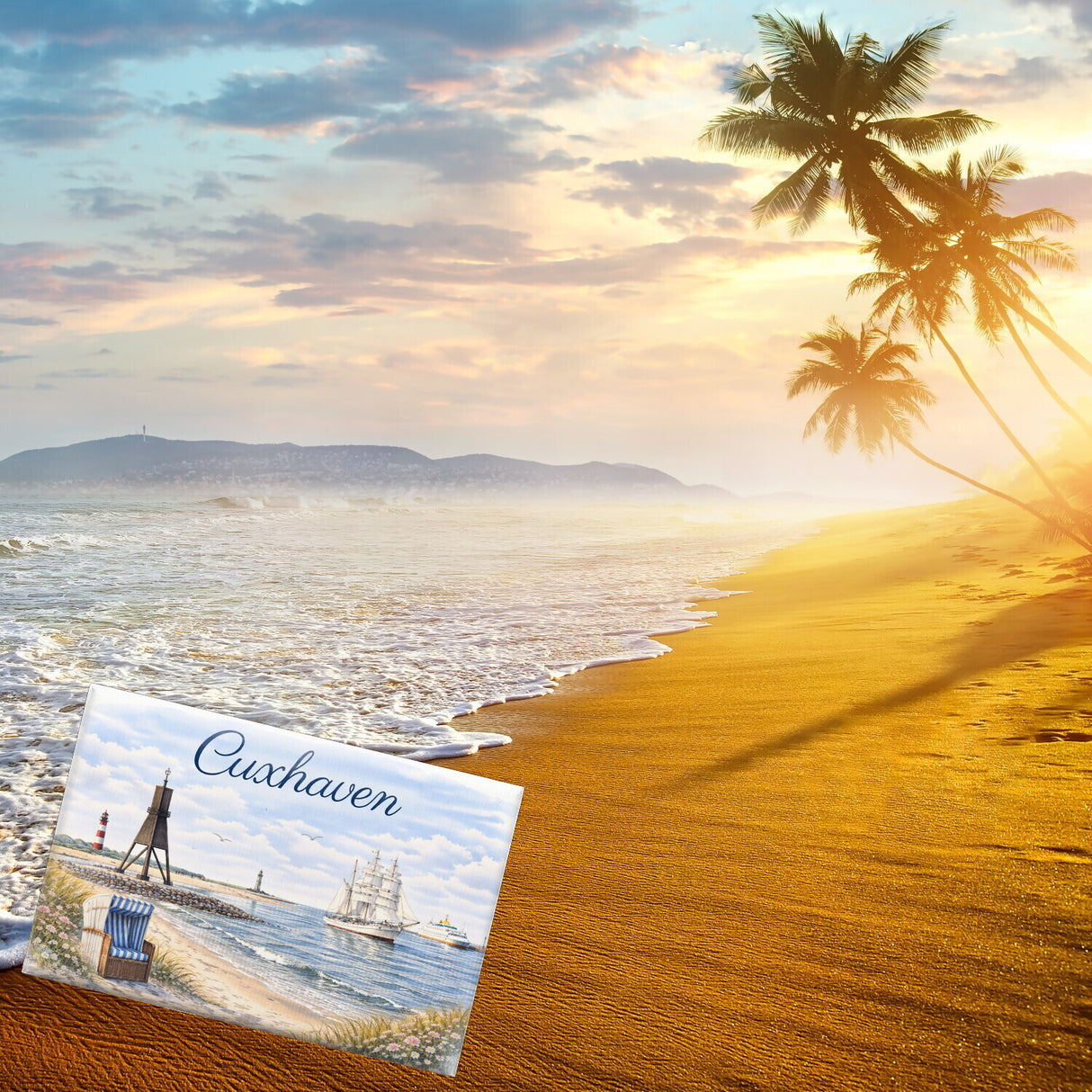 Cuxhaven Strandkorb Segelschiff Souvenir Souvenir Magnet