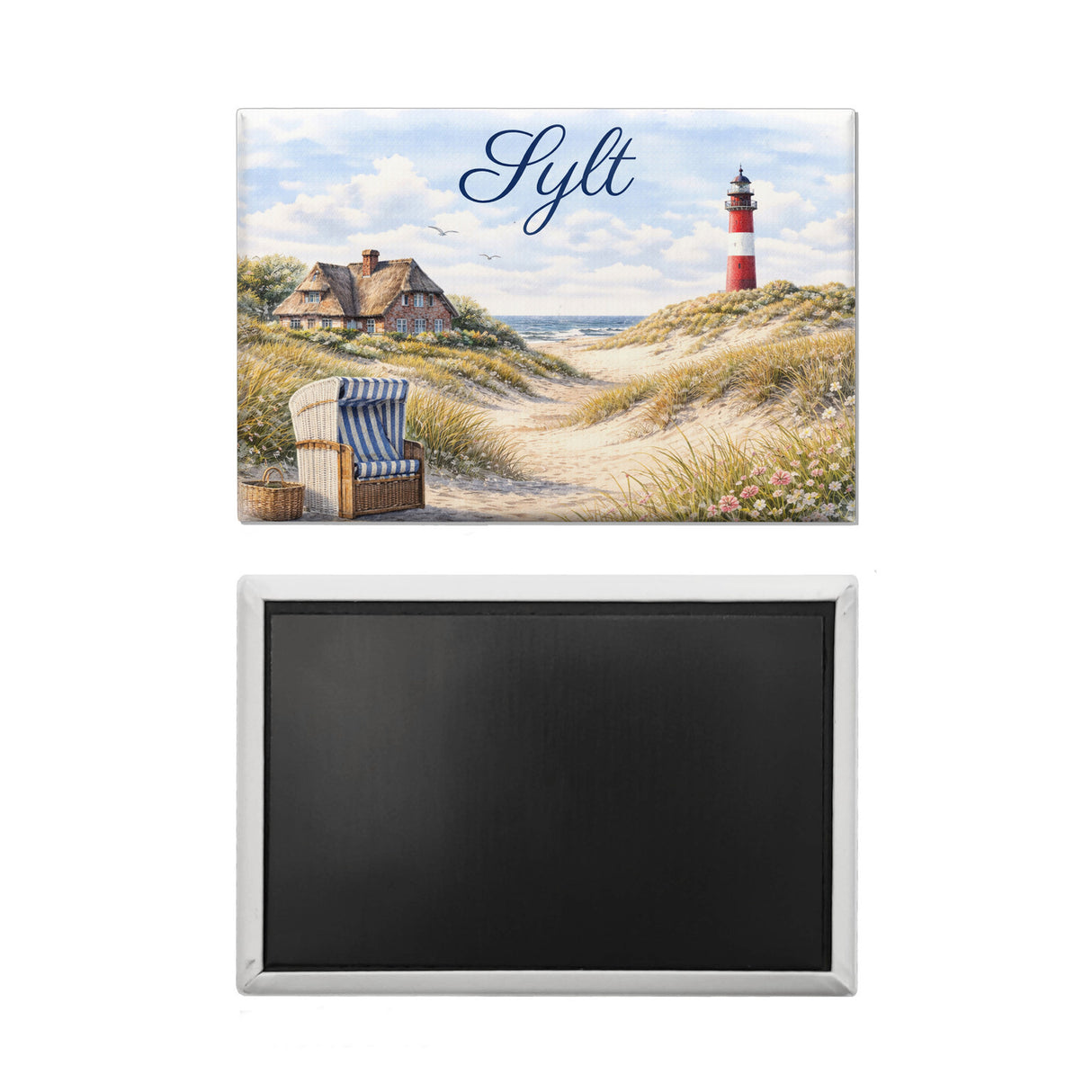 Strandkorb Sylt Souvenir Magnet Leuchtturm Motiv