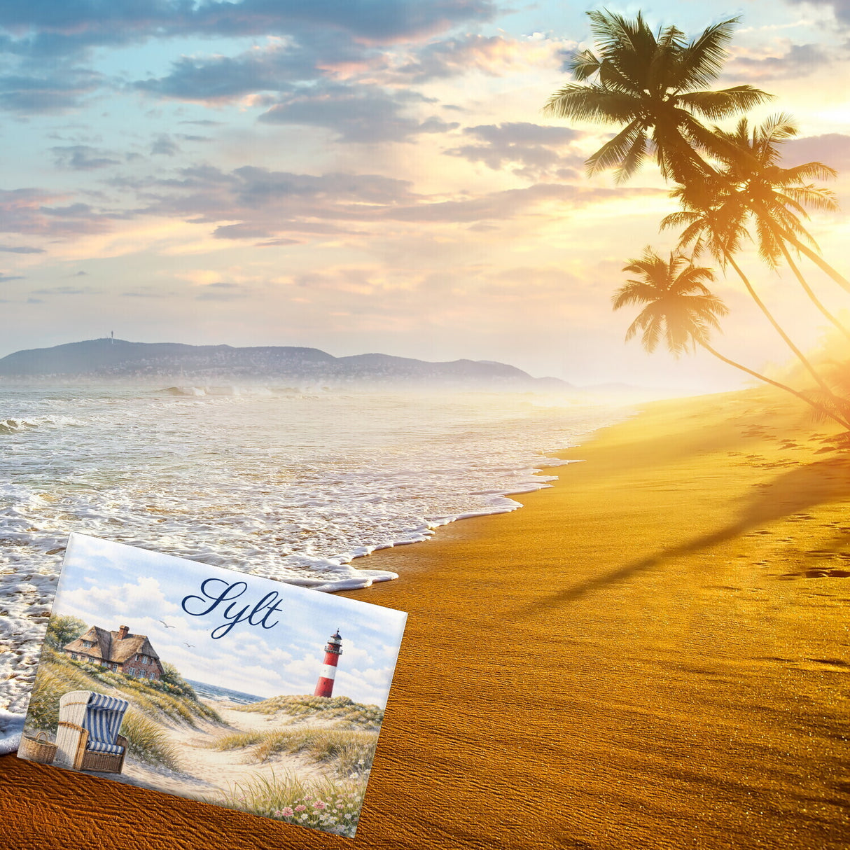 Strandkorb Sylt Souvenir Magnet Leuchtturm Motiv