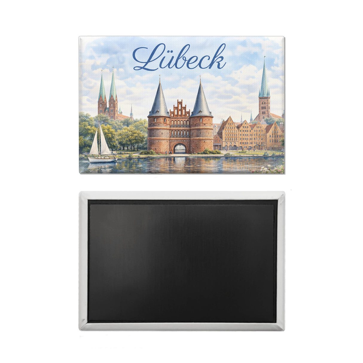 Lübeck Stadtansicht Souvenir Magnet mit Backsteintor