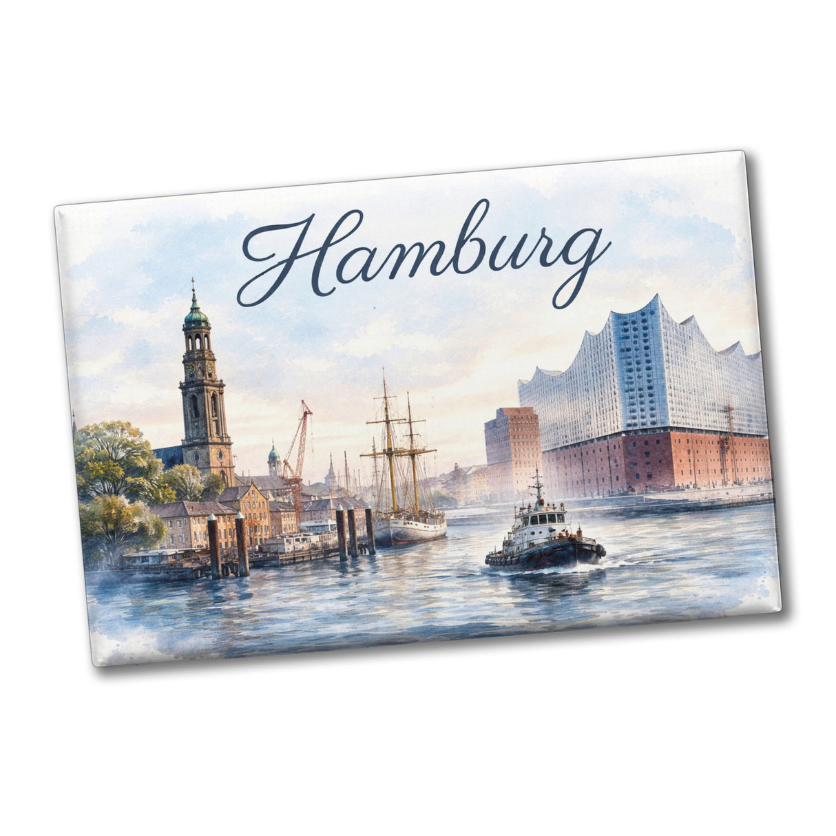 Hamburg Skyline Souvenir Magnet Souvenir Elbphilharmonie Ansicht