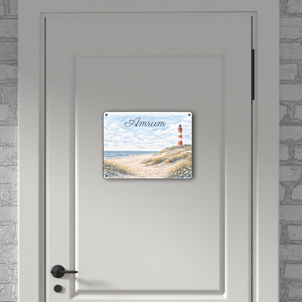 Leuchtturm Amrum Metallschild in 15x20 cm Küstenmotiv