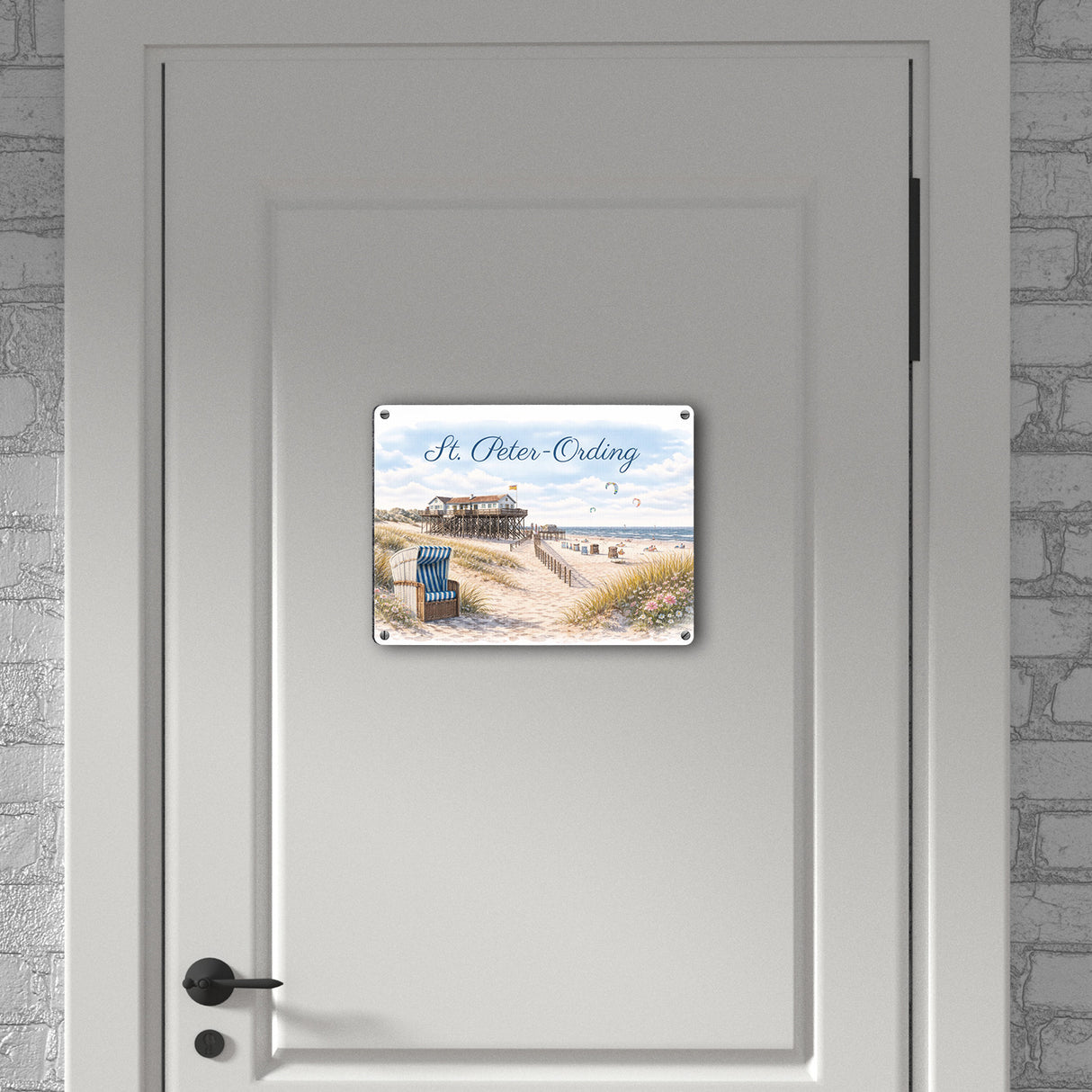 St. Peter-Ording Metallschild in 15x20 cm Strandkorb