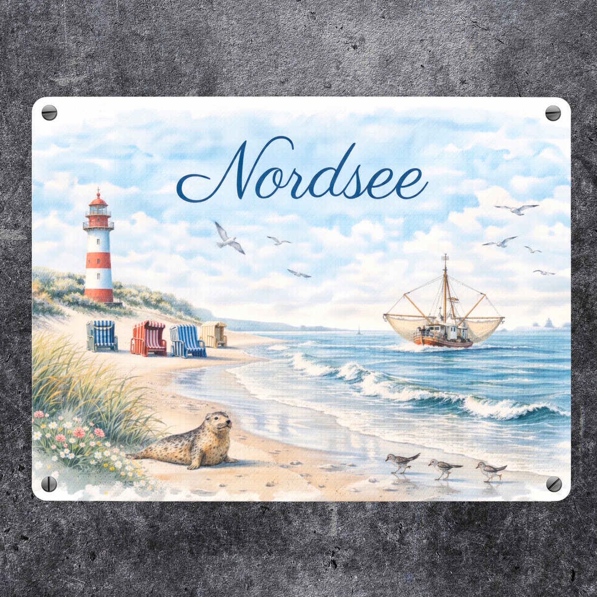 Nordsee Leuchtturm Souvenir Metallschild in 15x20 cm für Küstenliebhaber