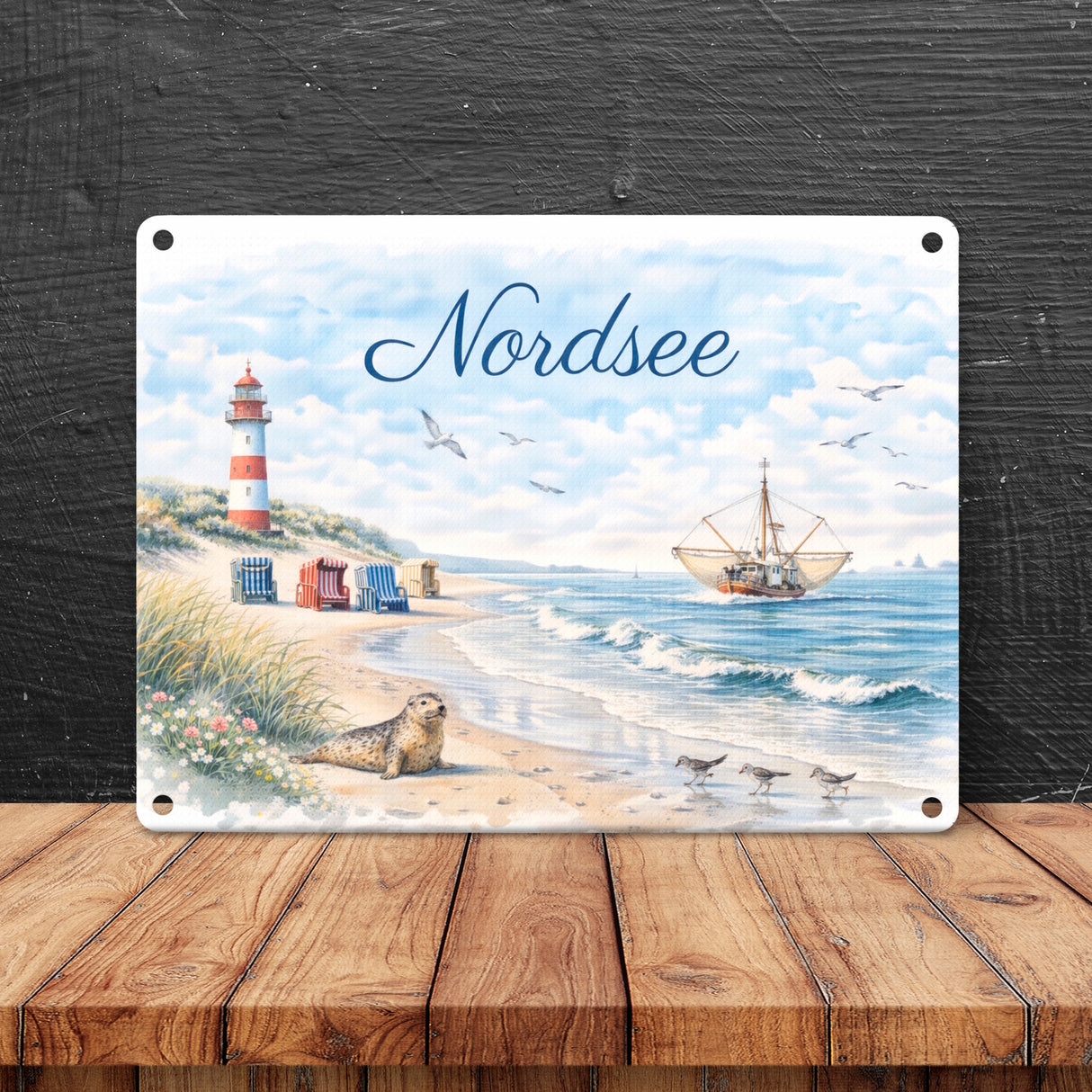 Nordsee Leuchtturm Souvenir Metallschild in 15x20 cm für Küstenliebhaber