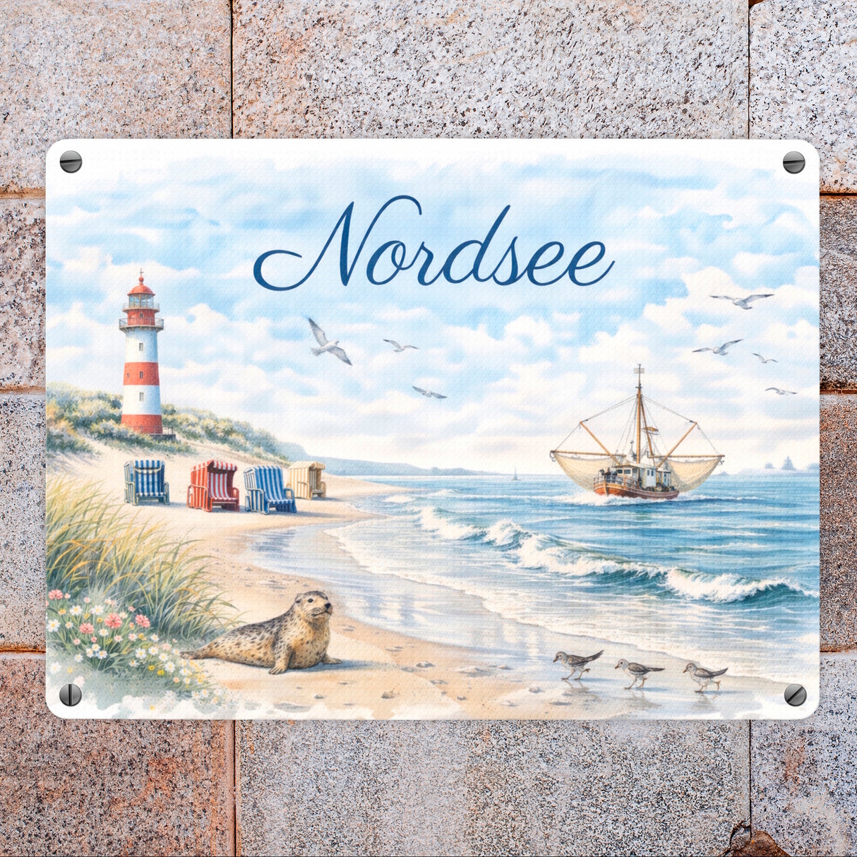 Nordsee Leuchtturm Souvenir Metallschild in 15x20 cm für Küstenliebhaber