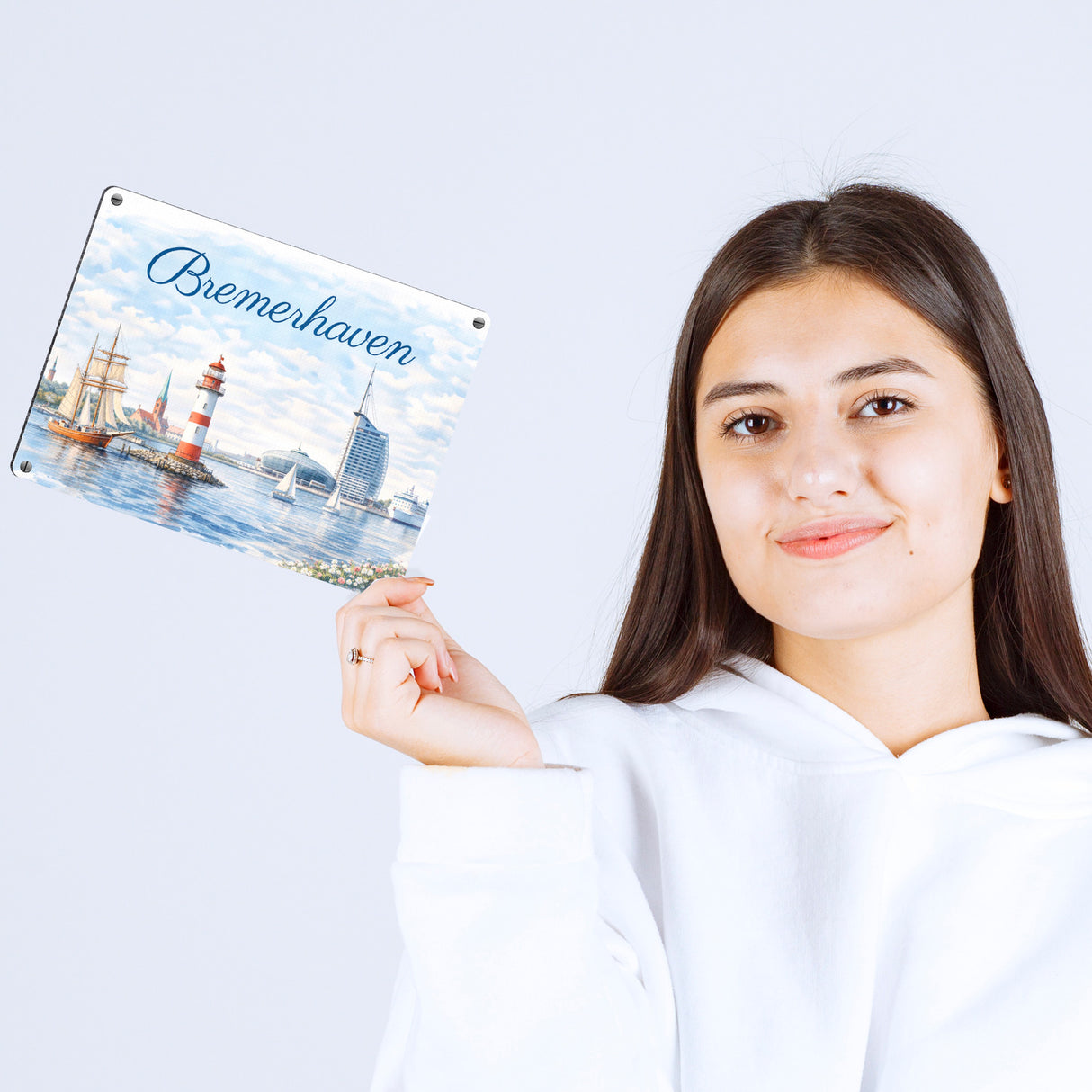 Bremerhaven Segelschiff Leuchtturm Metallschild in 15x20 cm