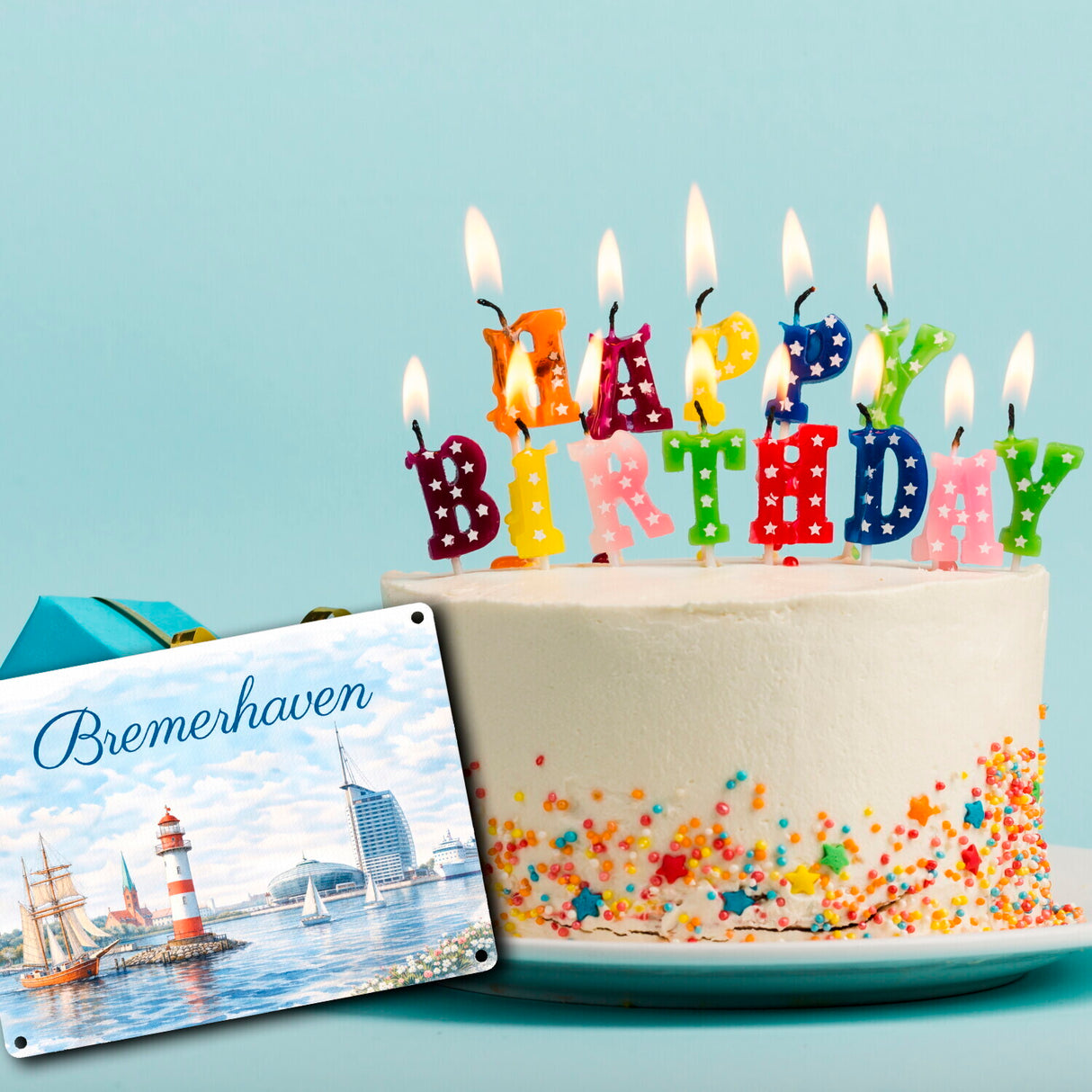 Bremerhaven Segelschiff Leuchtturm Metallschild in 15x20 cm