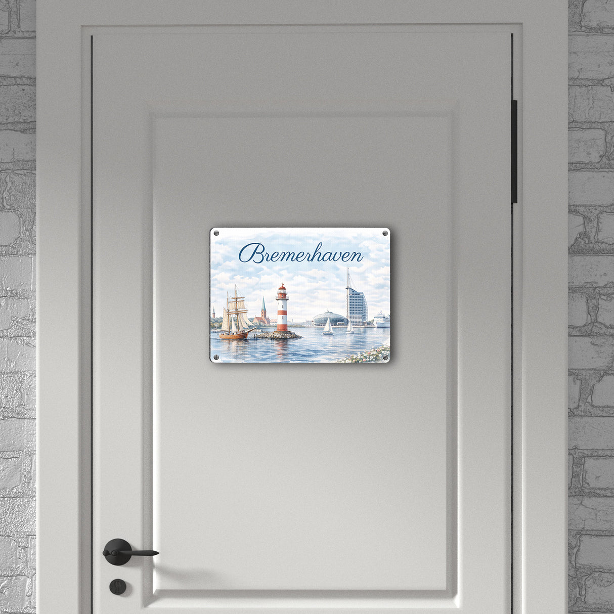 Bremerhaven Segelschiff Leuchtturm Metallschild in 15x20 cm