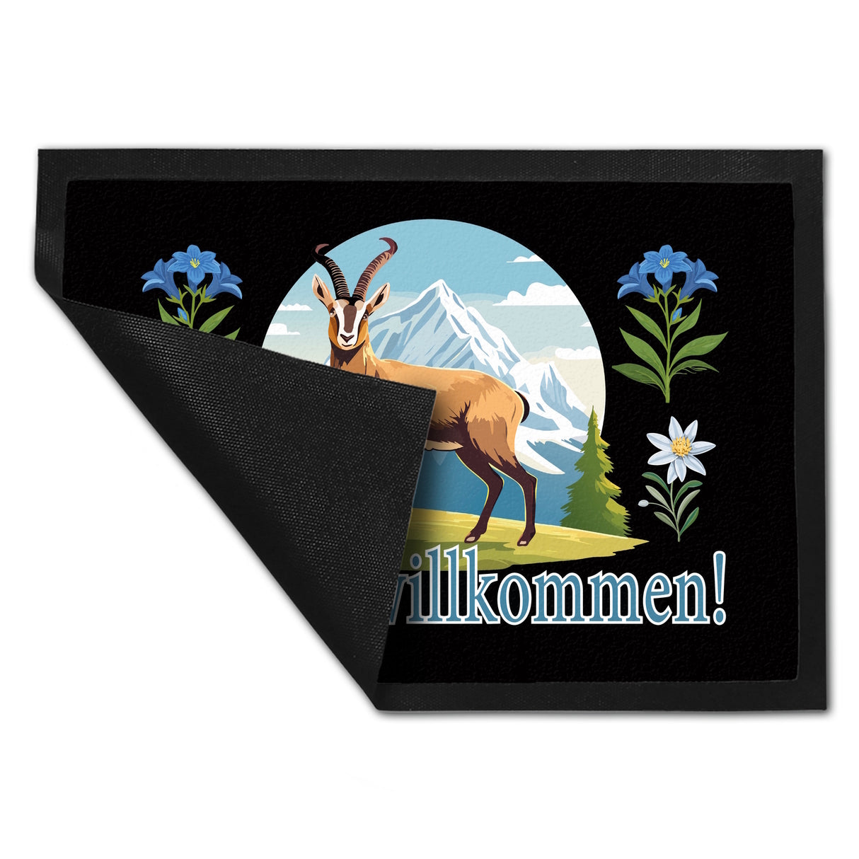 Steinbock Fußmatte in 35x50 cm mit Spruch: Kraxler willkommen!
