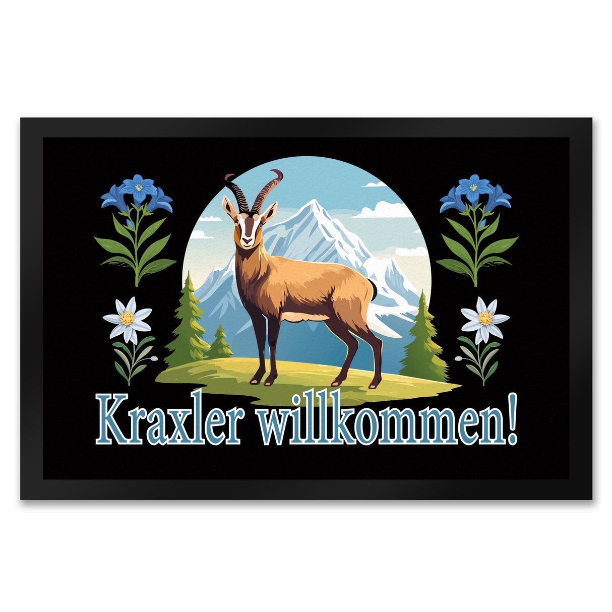 Steinbock Fußmatte in 35x50 cm mit Spruch: Kraxler willkommen!