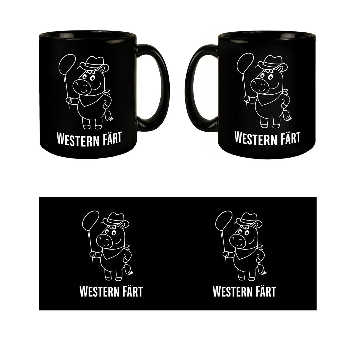 Pferd Cowboy Cartoon Western Färt Kaffeebecher