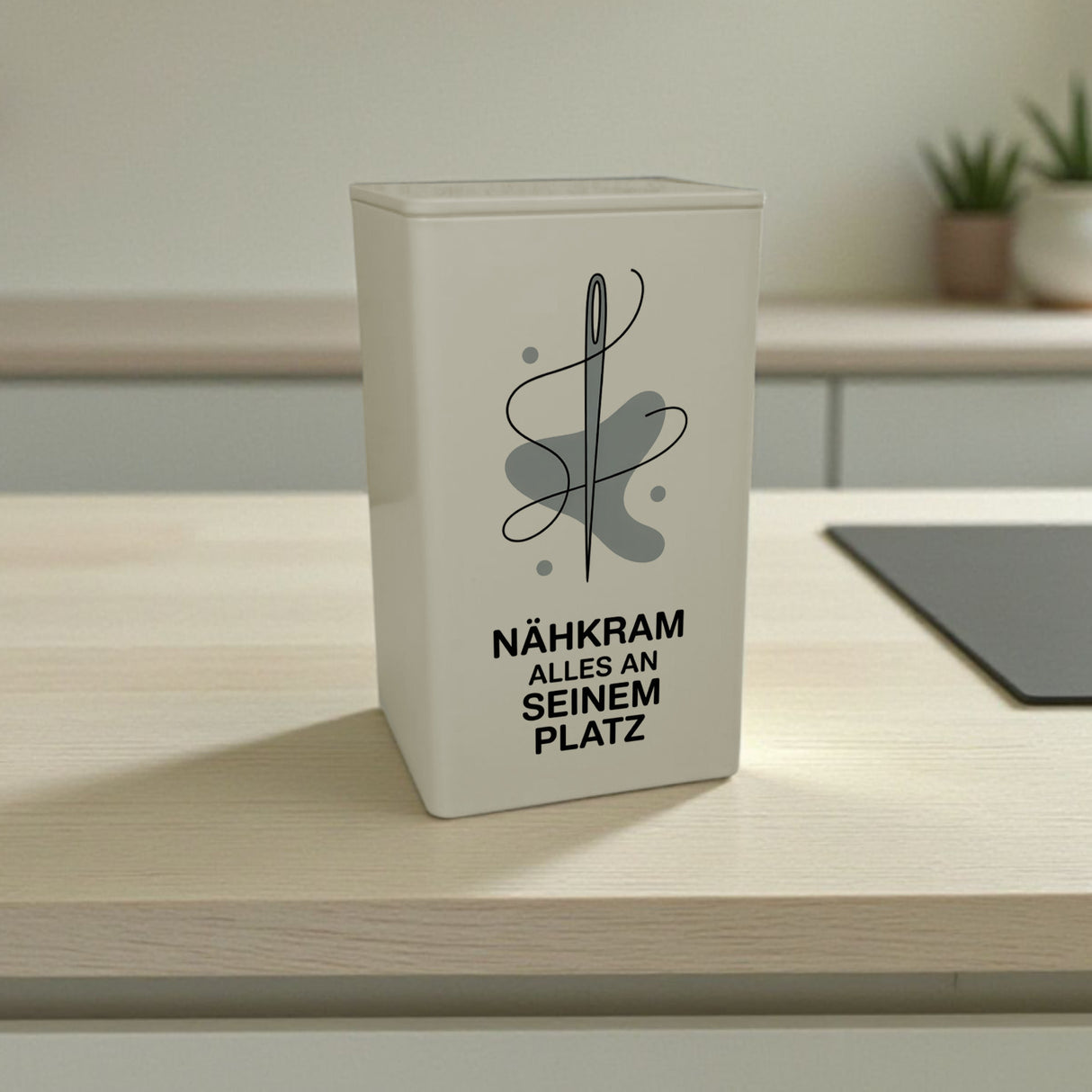 Nadel und Faden AufbewahrungsDose 900ml mit Spruch