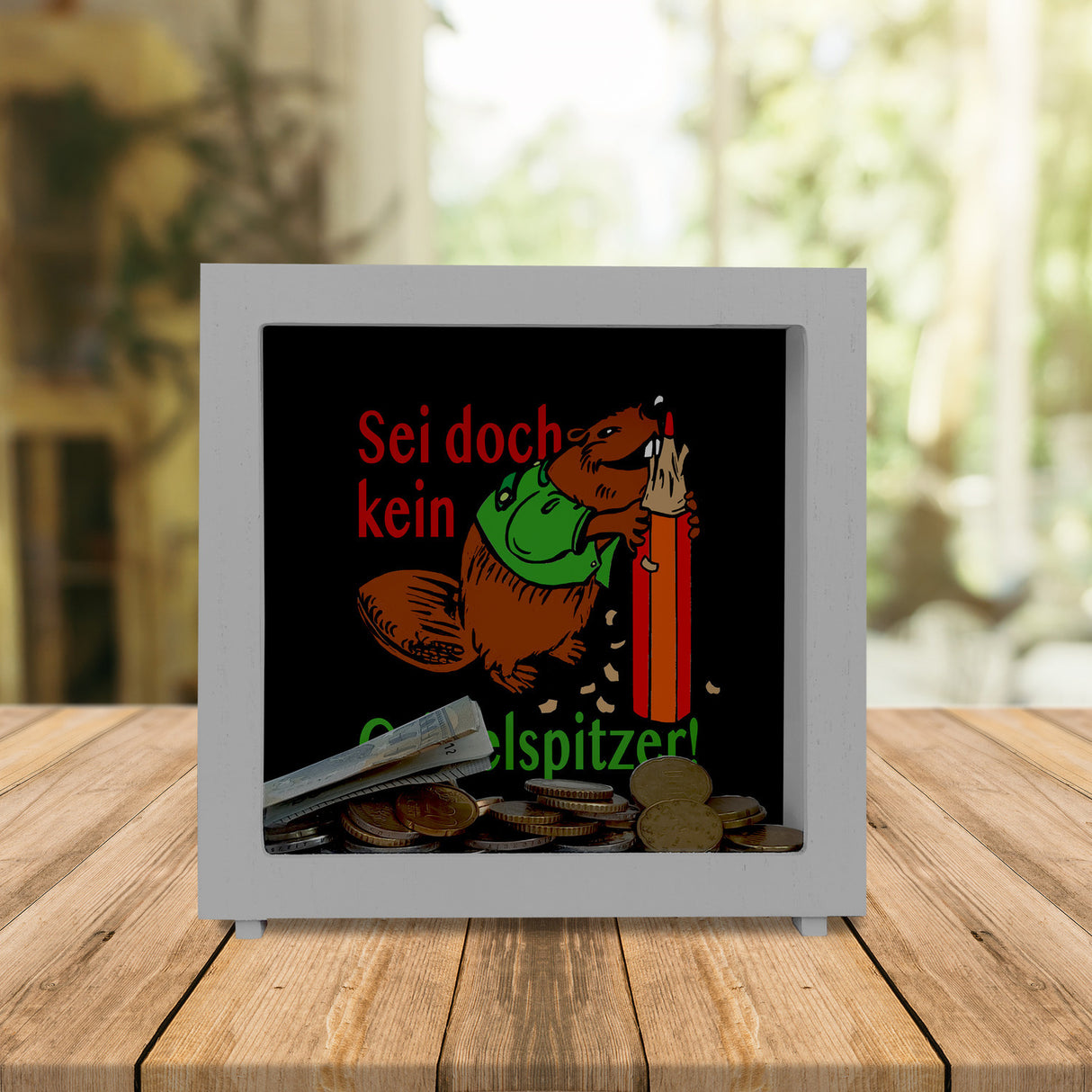 Biber Spardose mit Spruch: Sei doch kein Griffelspitzer!