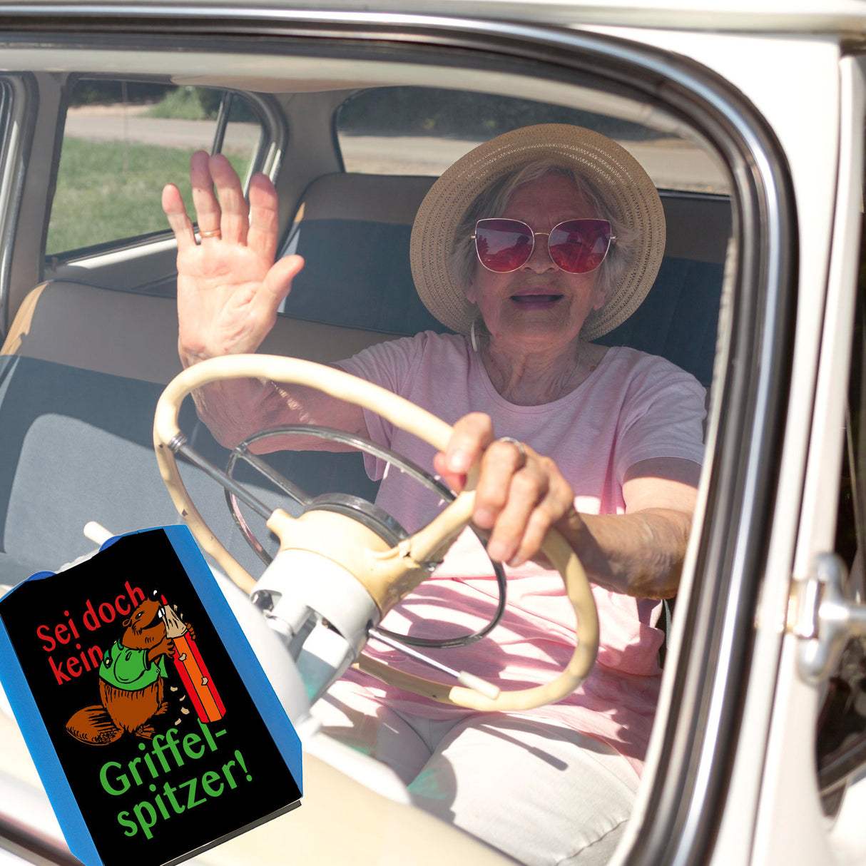 Biber Parkscheibe mit Spruch: Sei kein Griffelspitzer