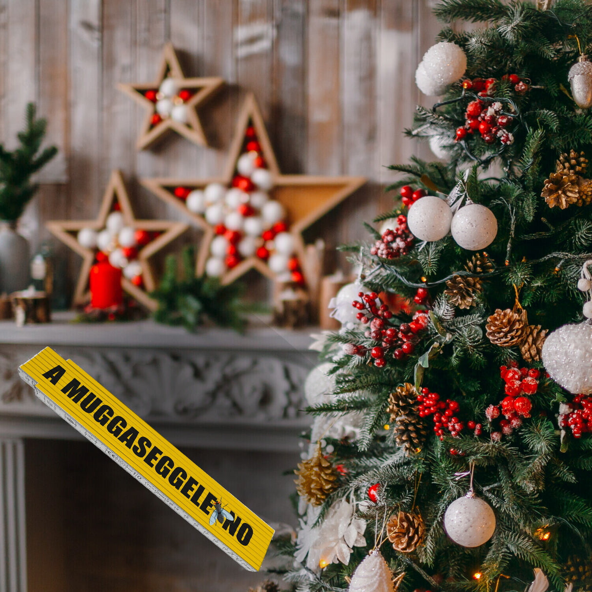 Schwaben Meterstab aus Holz mit Spruch: A Muggaseggele no!