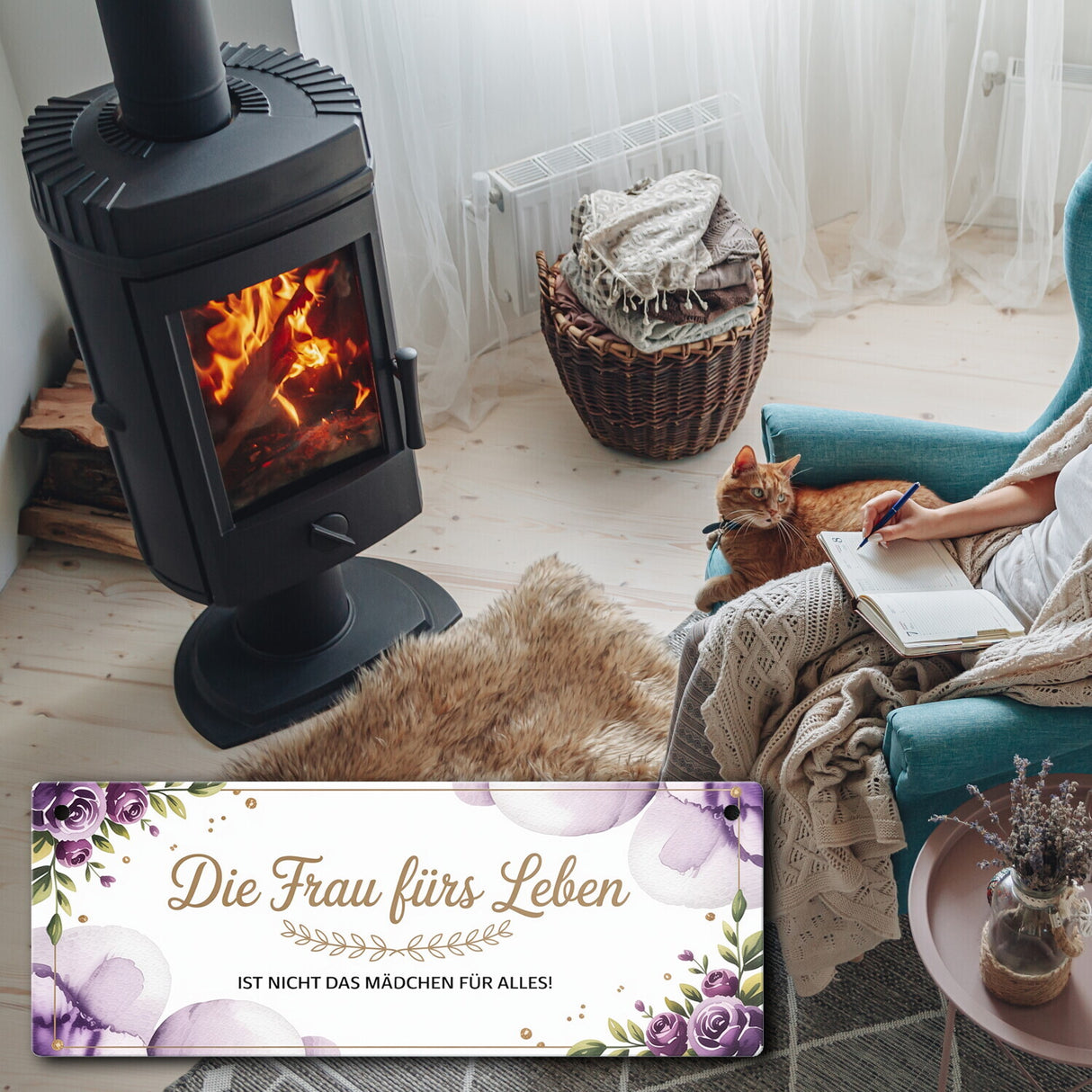 Die Frau fürs Leben Metallschild mit Spruch