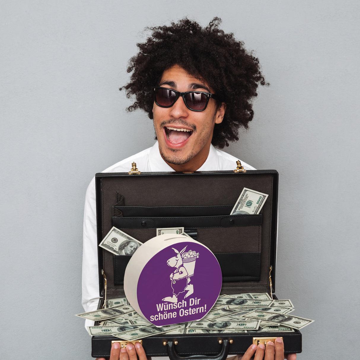 Osterhase Spardose mit Spruch: Wünsch dir schöne Ostern!