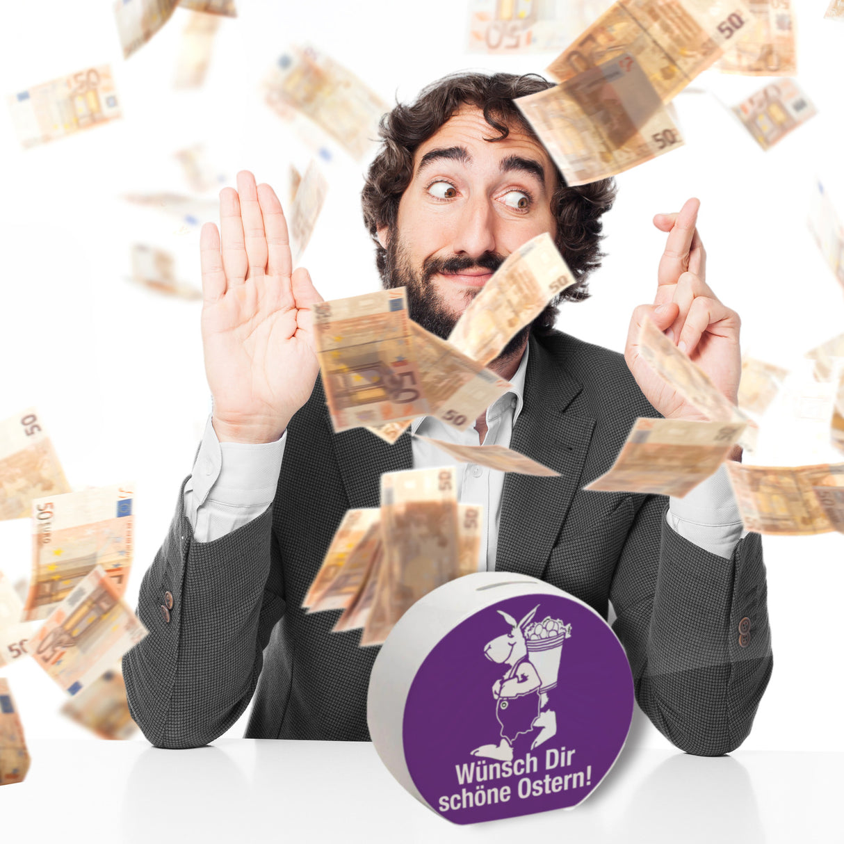 Osterhase Spardose mit Spruch: Wünsch dir schöne Ostern!