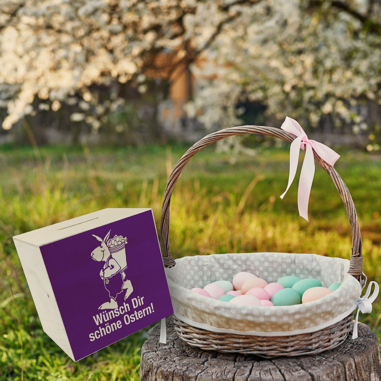 Osterhase Spardose mit Spruch: Wünsch dir schöne Ostern!