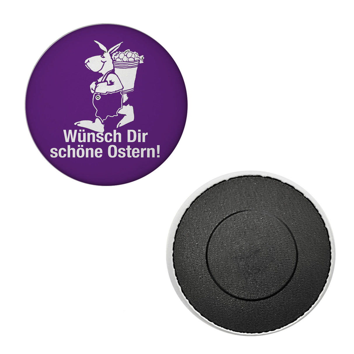 Osterhase Magnet rund mit Spruch: Wünsch dir schöne Ostern!
