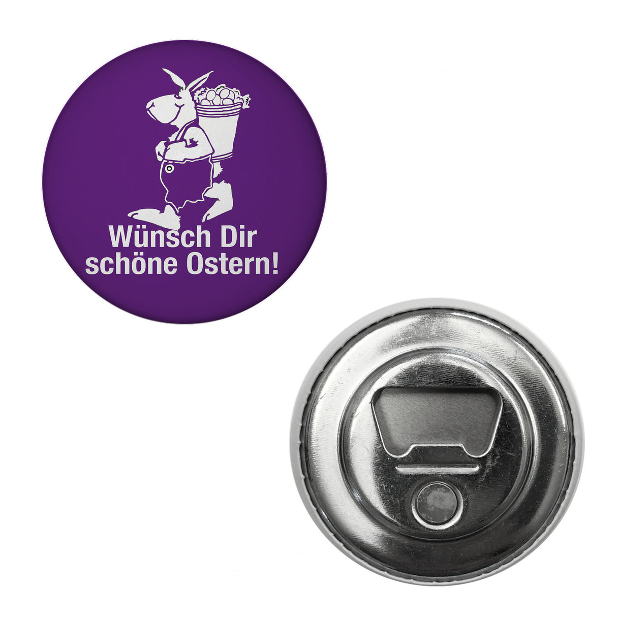 Osterhase Magnet rund mit Spruch: Wünsch dir schöne Ostern!