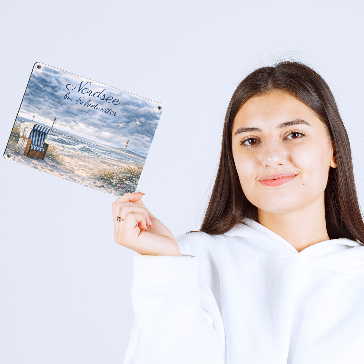Küstenszene Nordsee bei Schietwetter Metallschild in 15x20 cm
