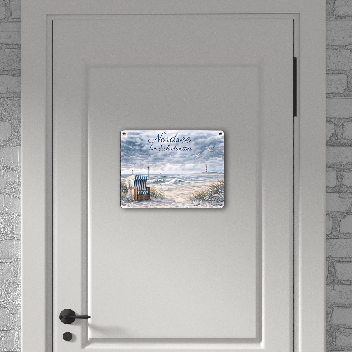 Küstenszene Nordsee bei Schietwetter Metallschild in 15x20 cm