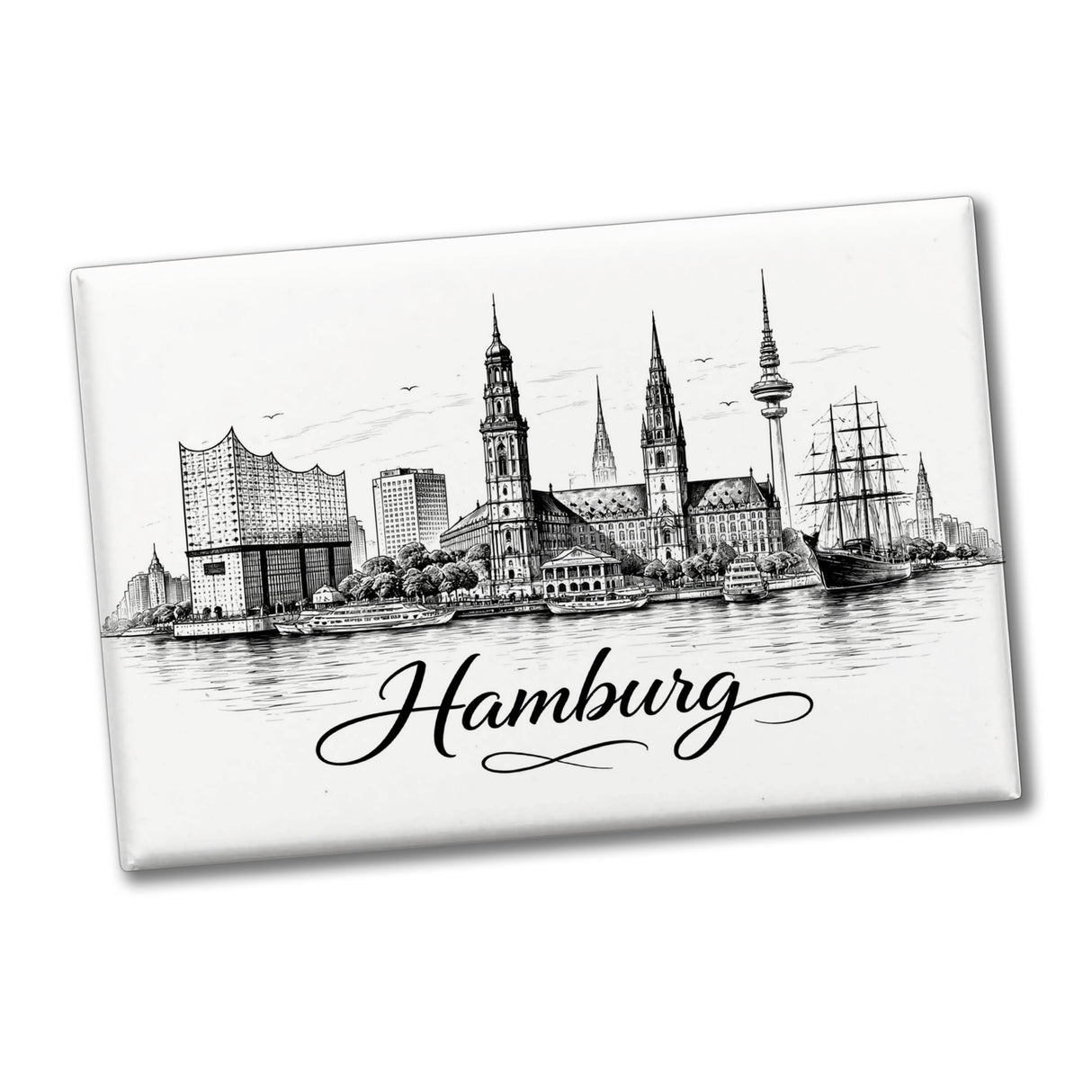 Skyline Hamburg Stadtsilhouette Souvenir Souvenir Magnet
