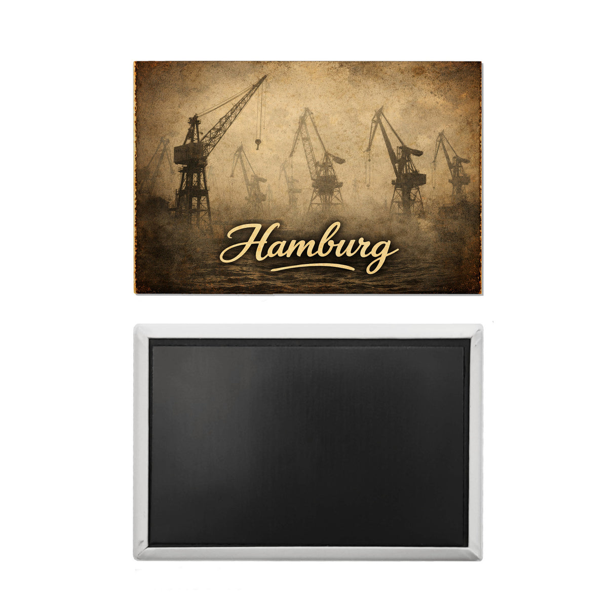 Hamburgs Kräne im Nebel Hamburg Souvenir Souvenir Magnet Vintage