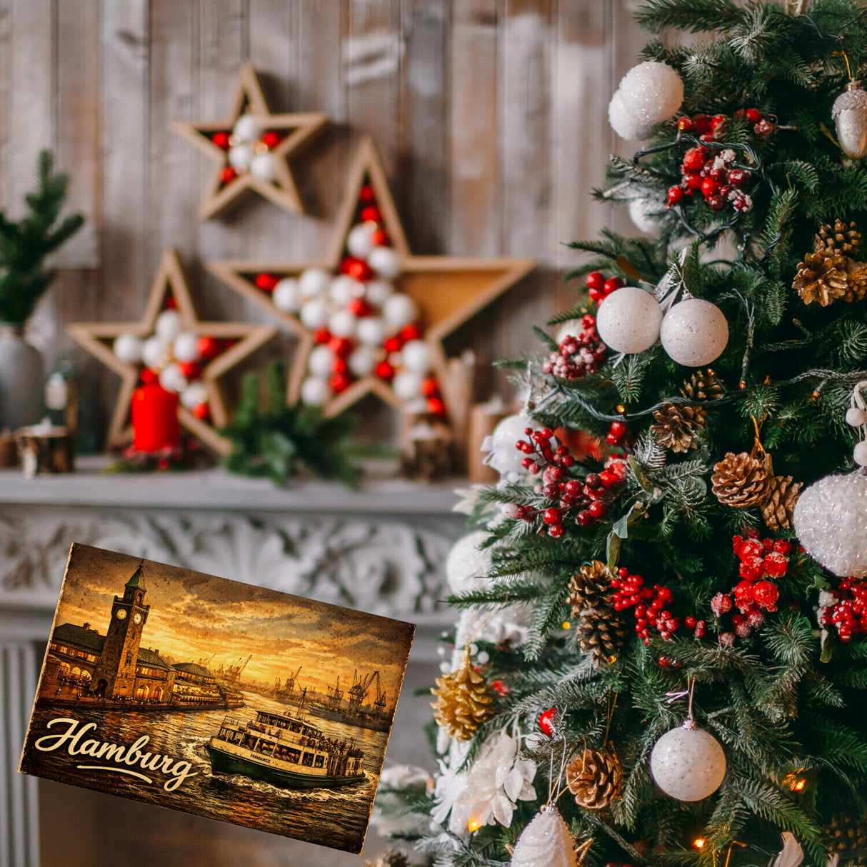 Landungsbrücken bei Sonnenuntergang Hamburg Hafen Souvenir Souvenir Magnet