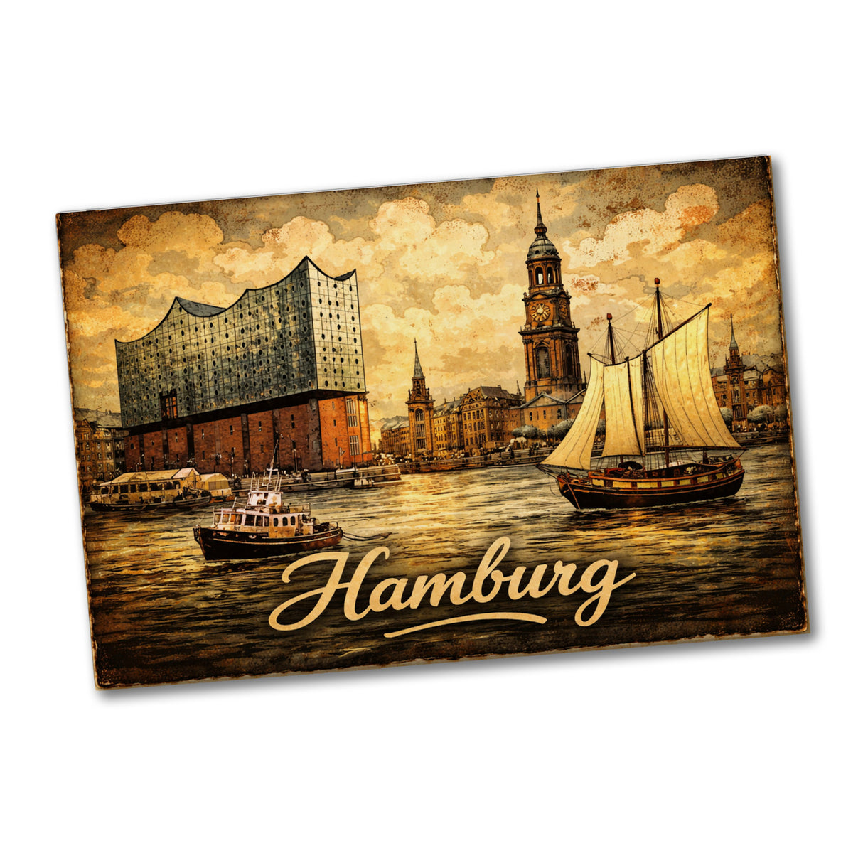 Hamburg Sonnenuntergang an der Elbe Souvenir Souvenir Magnet