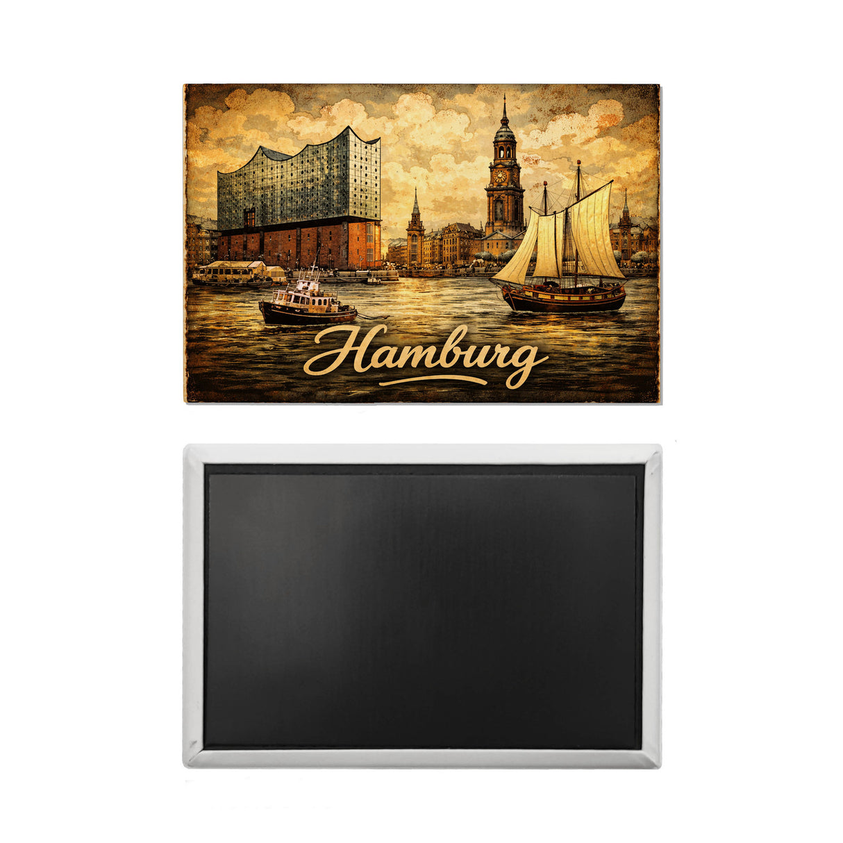 Hamburg Sonnenuntergang an der Elbe Souvenir Souvenir Magnet