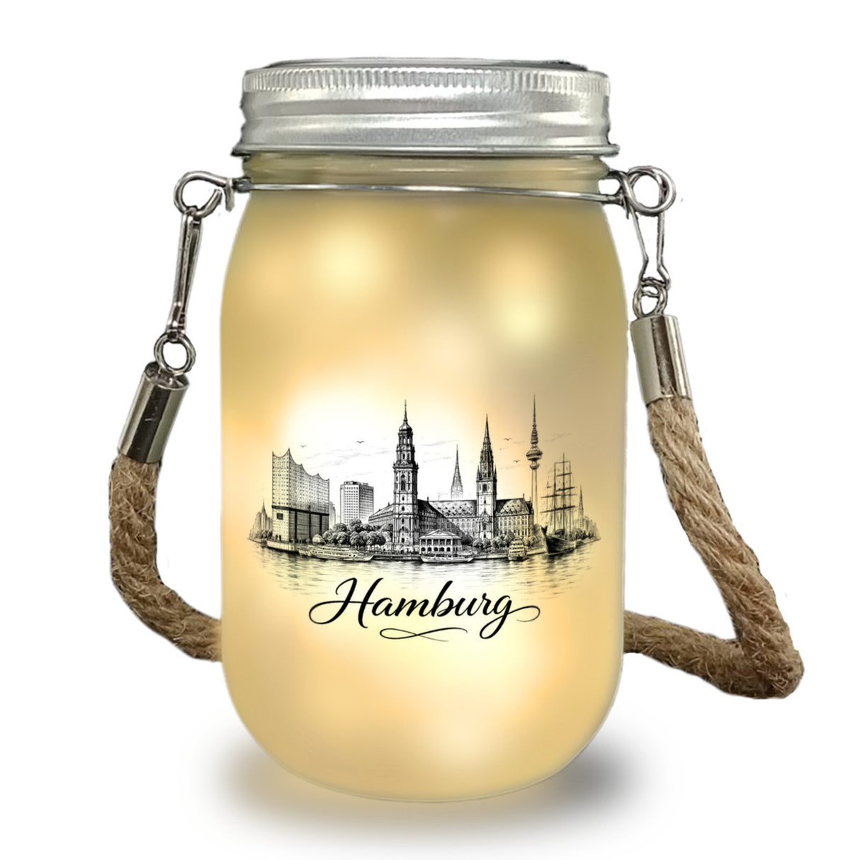 Skyline Hamburg Stadtsilhouette Solarlicht