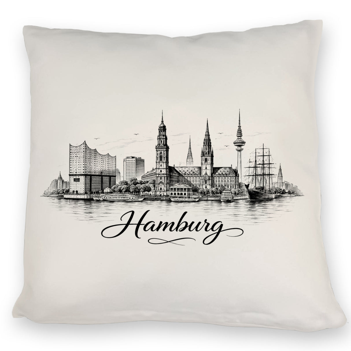 Skyline Hamburg Stadtsilhouette Kissen